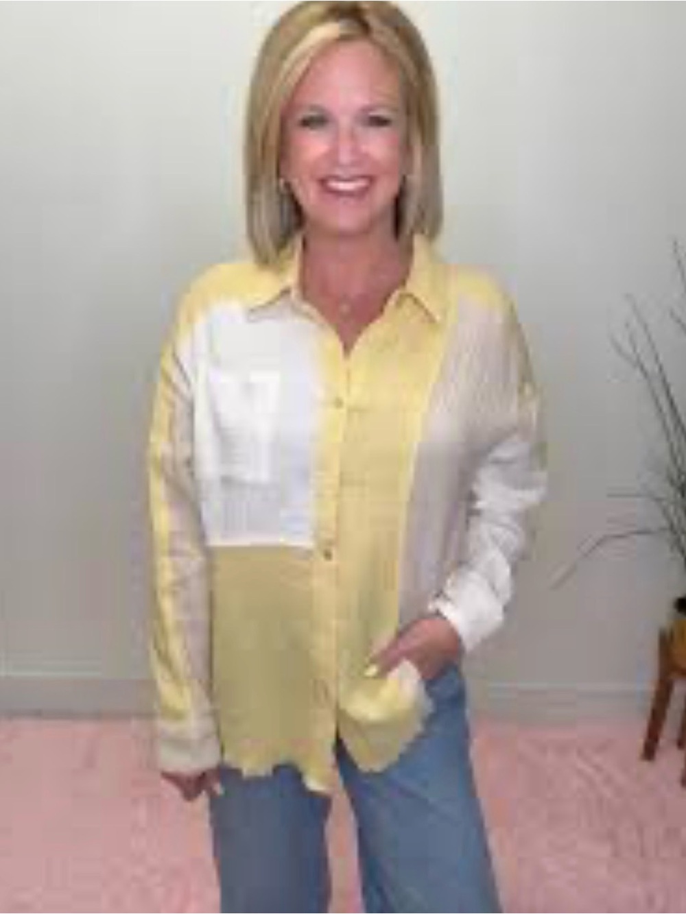 0064 Color block blouse